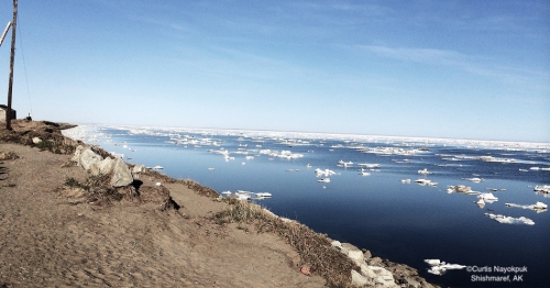 Nearshore ice conditions in Shishmaref looking west.