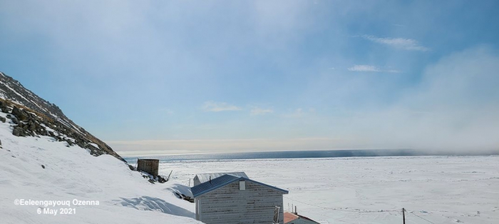 Sea ice and weather coniditions at Diomede - view 2.