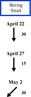 Bering Strait wind direction and speed