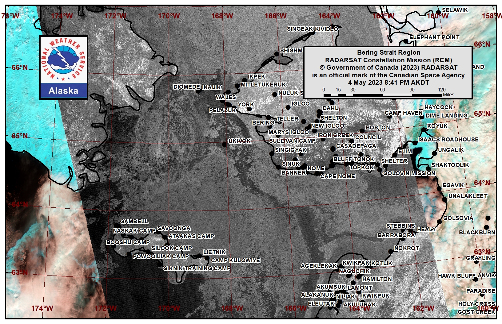 Bering Strait Area Satellite Image