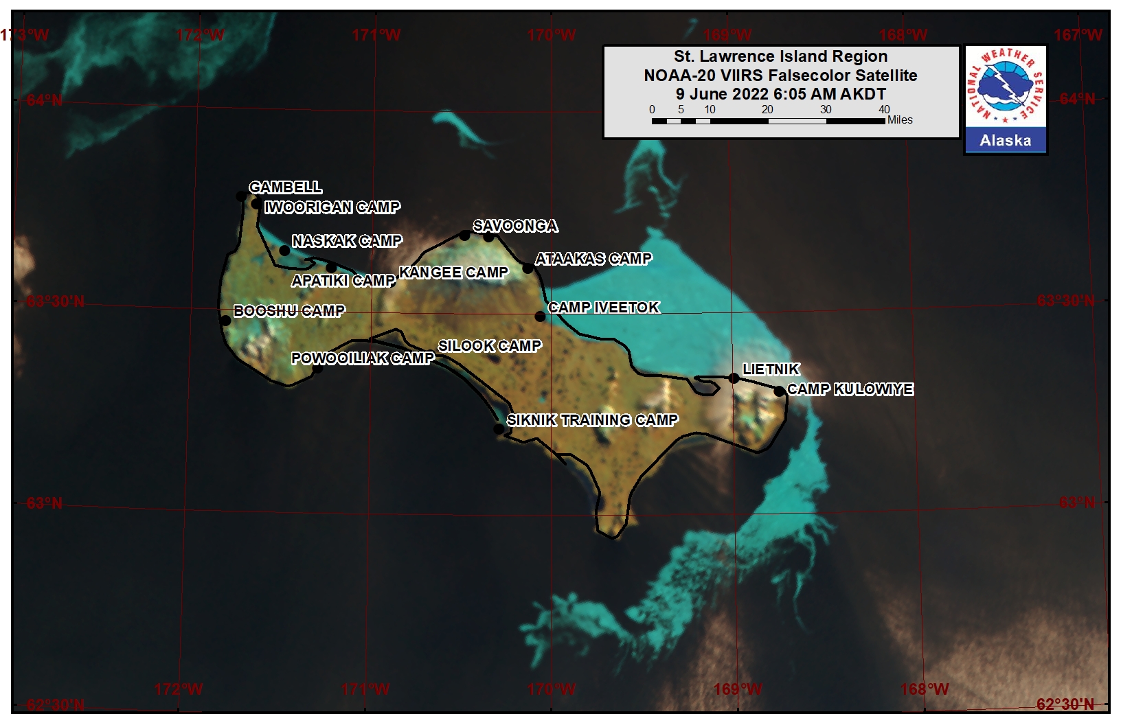 St. Lawrence Island Area Satellite Image