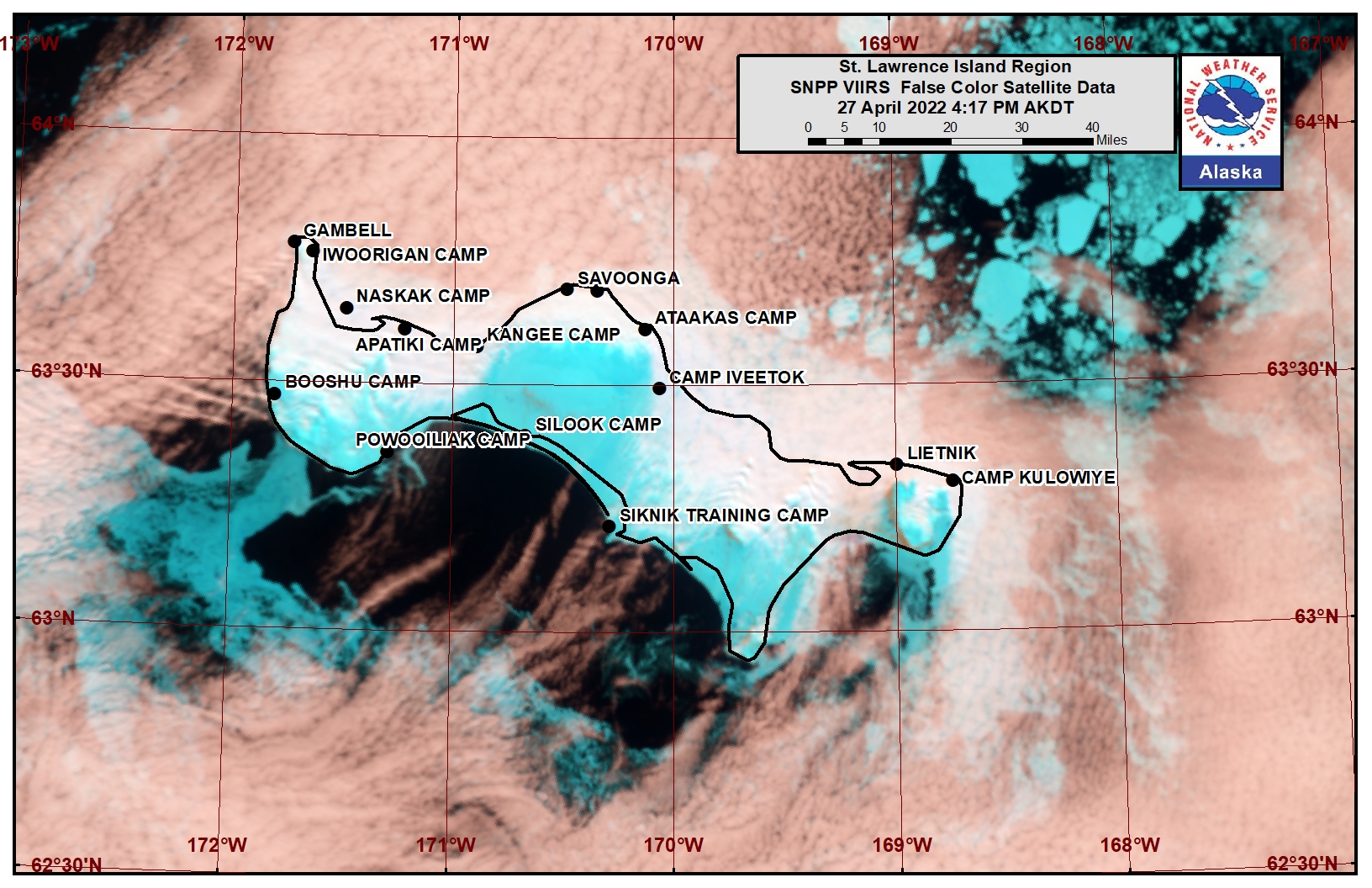 St. Lawrence Island Area Satellite Image