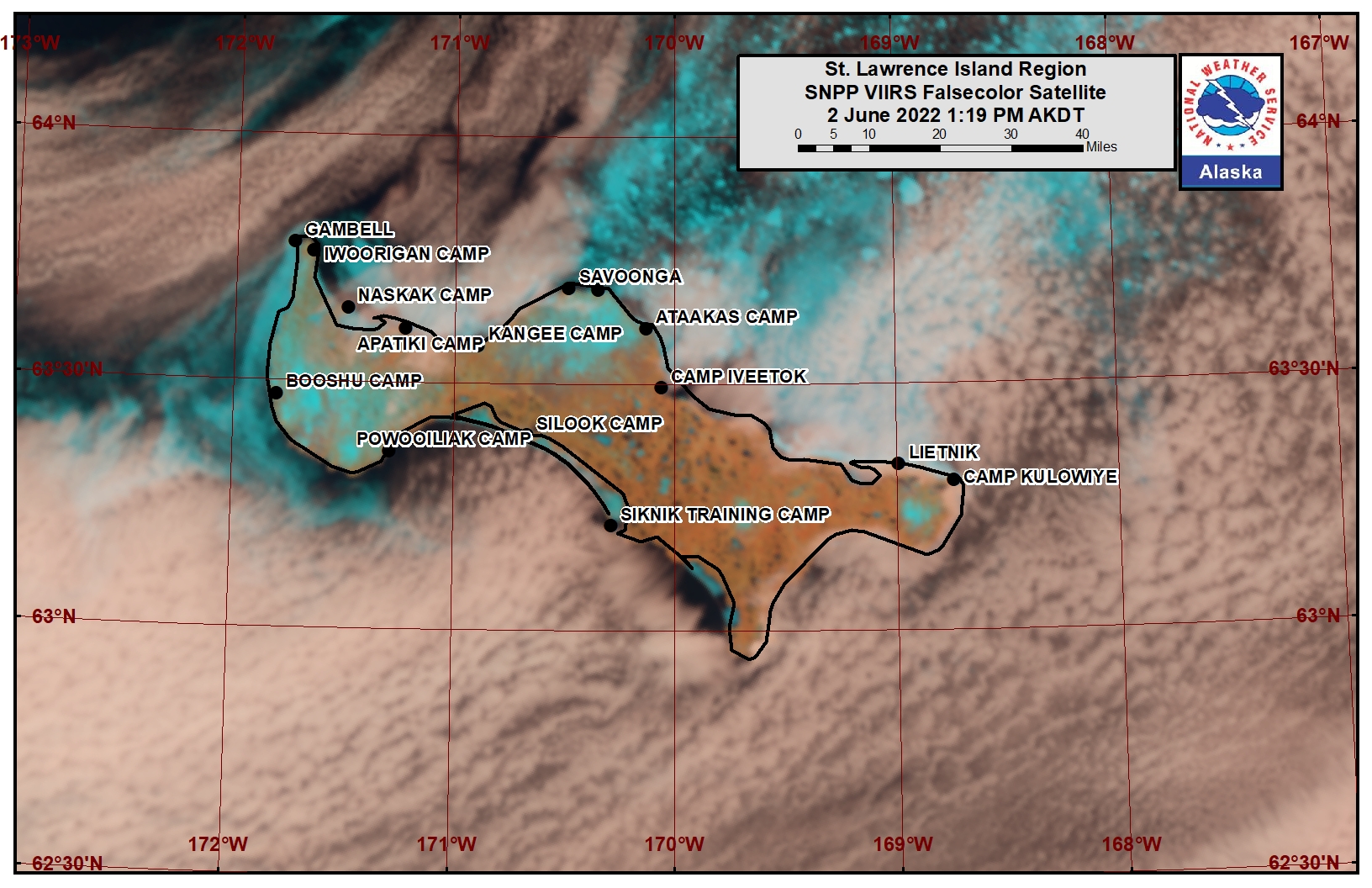 St. Lawrence Island Area Satellite Image