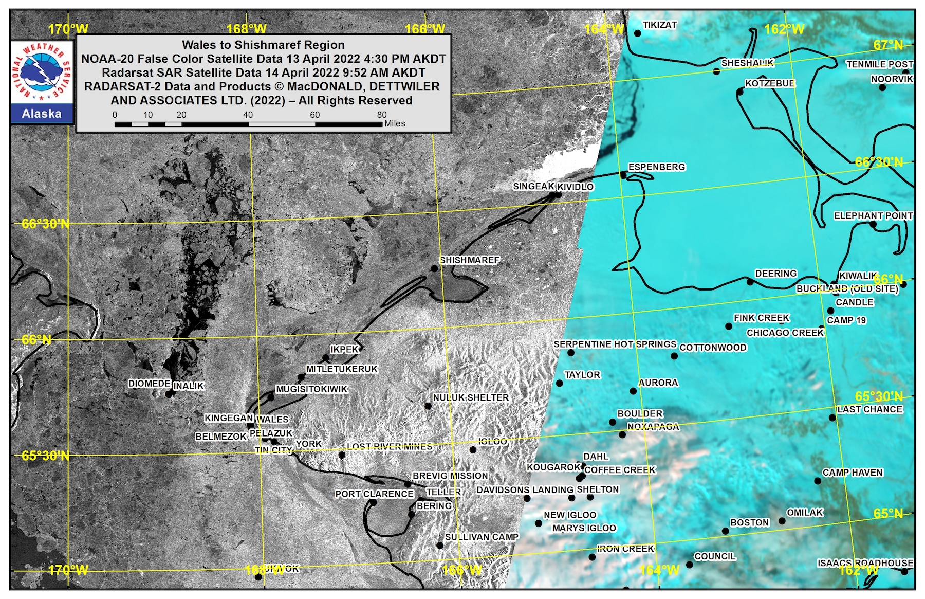 Wales to Shishmaref Area Satellite Image