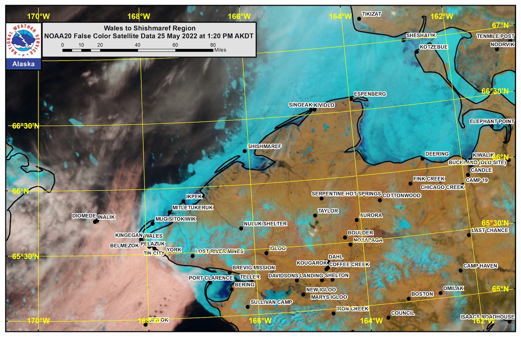 Wales to Shishmaref Area Satellite Image