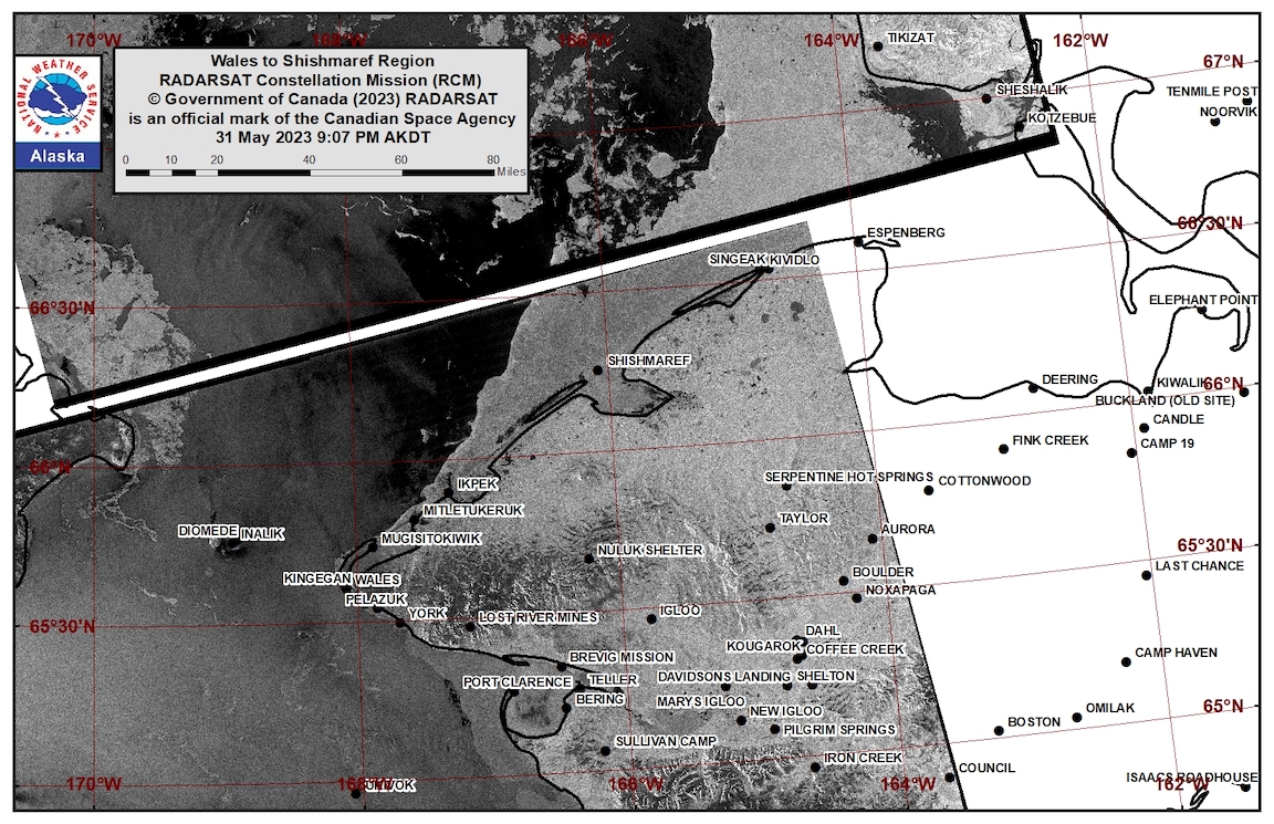 Wales to Shishmaref Area Satellite Image