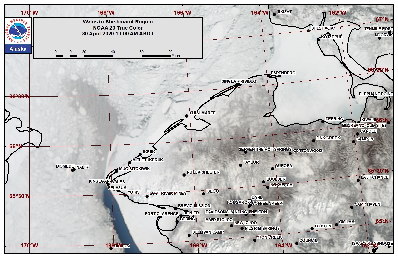 Wales to Shishmaref satellite image