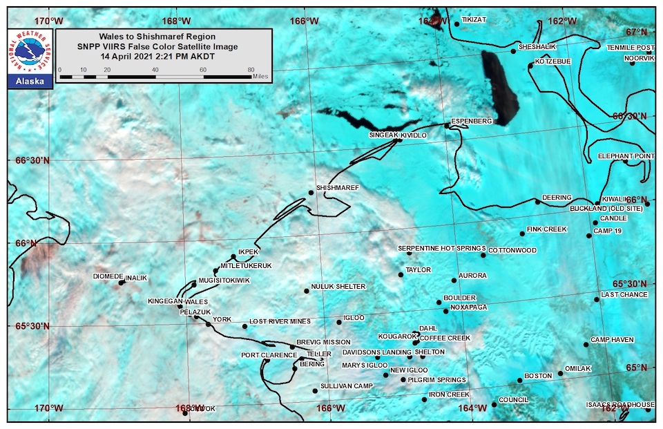 Wales to Shishmaref area satellite image