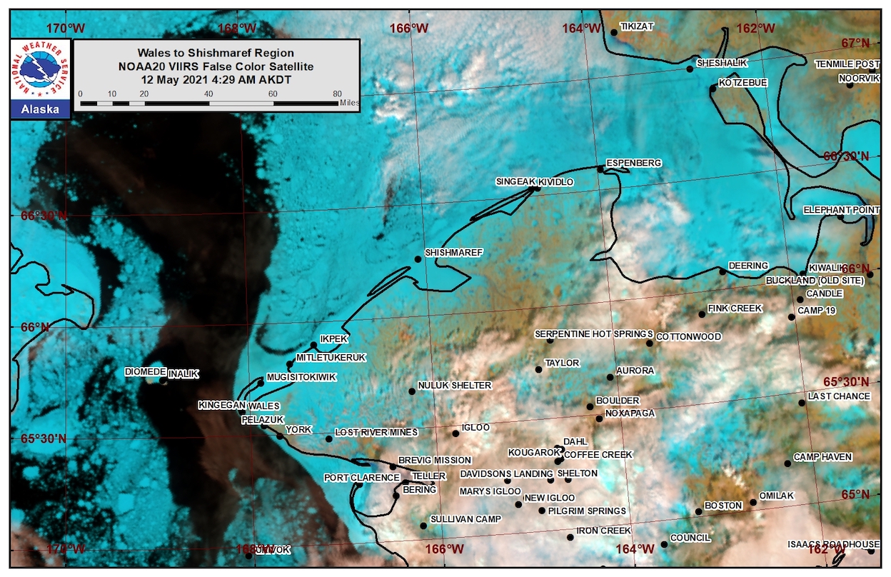 Wales to Shishmaref Area Satellite Image