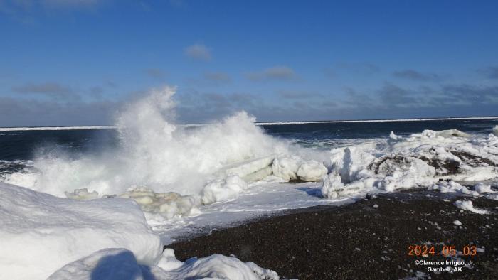 Weather and sea-ice conditions in Gambell. Photo courtesy of Clarence Irrigoo, Jr.